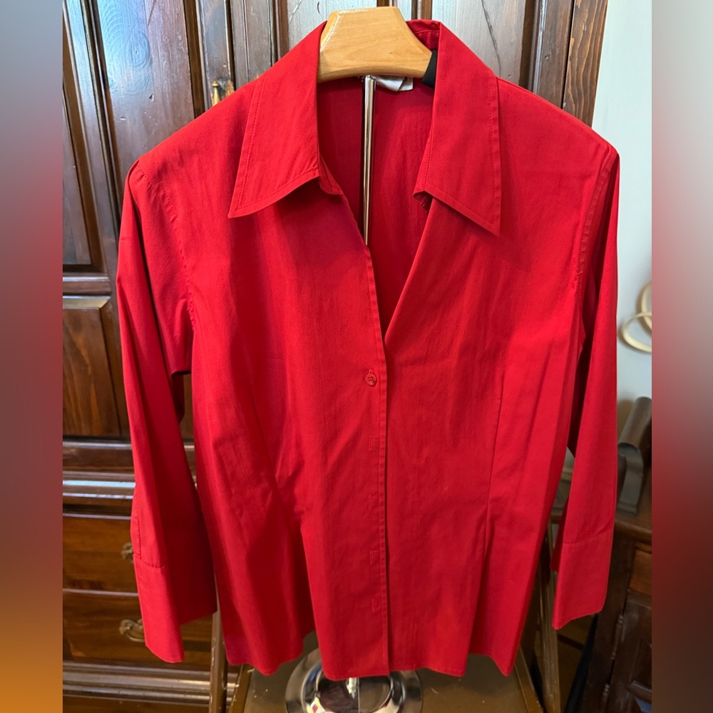 Dressbarn Red Button-Down Shirt for Women
